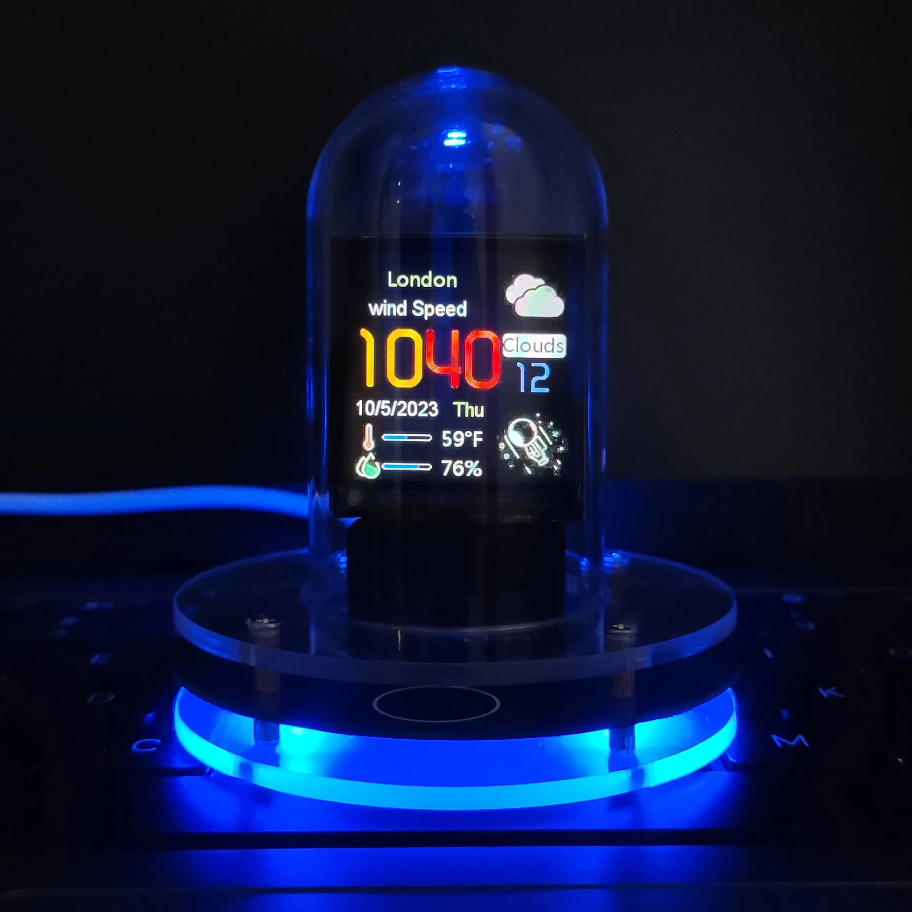 Rgb Pseudo-Nixie Tube Clock Weather Smart Wifi Desktop Decoration, Cool Lighting, Acrylic Material, Universal