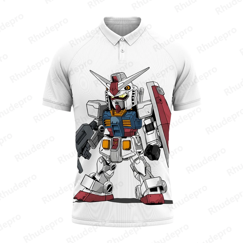 Gundam Model Hip Hop Men's Polo Shirt Gift 5XL Fashion Clothing Oversized 2024 Shirts Streetwear Y2k Clothes Short Sleeve