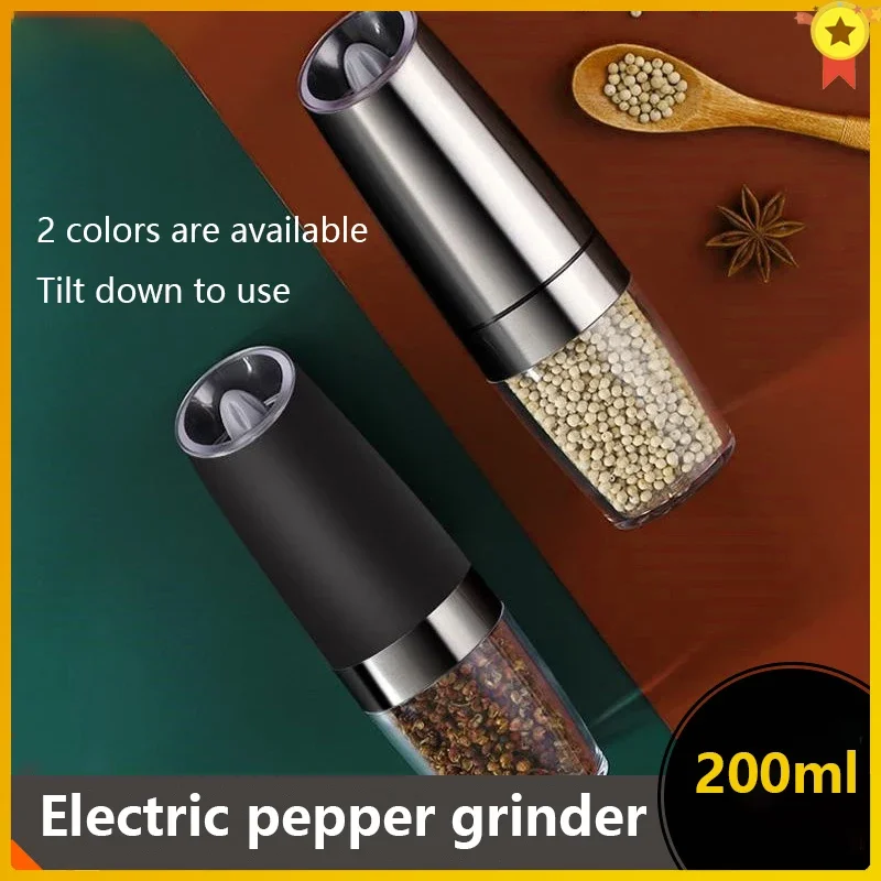 Electric Salt and Pepper Grinder with LED Light Porcelain Grinding Core Kitchen Tools