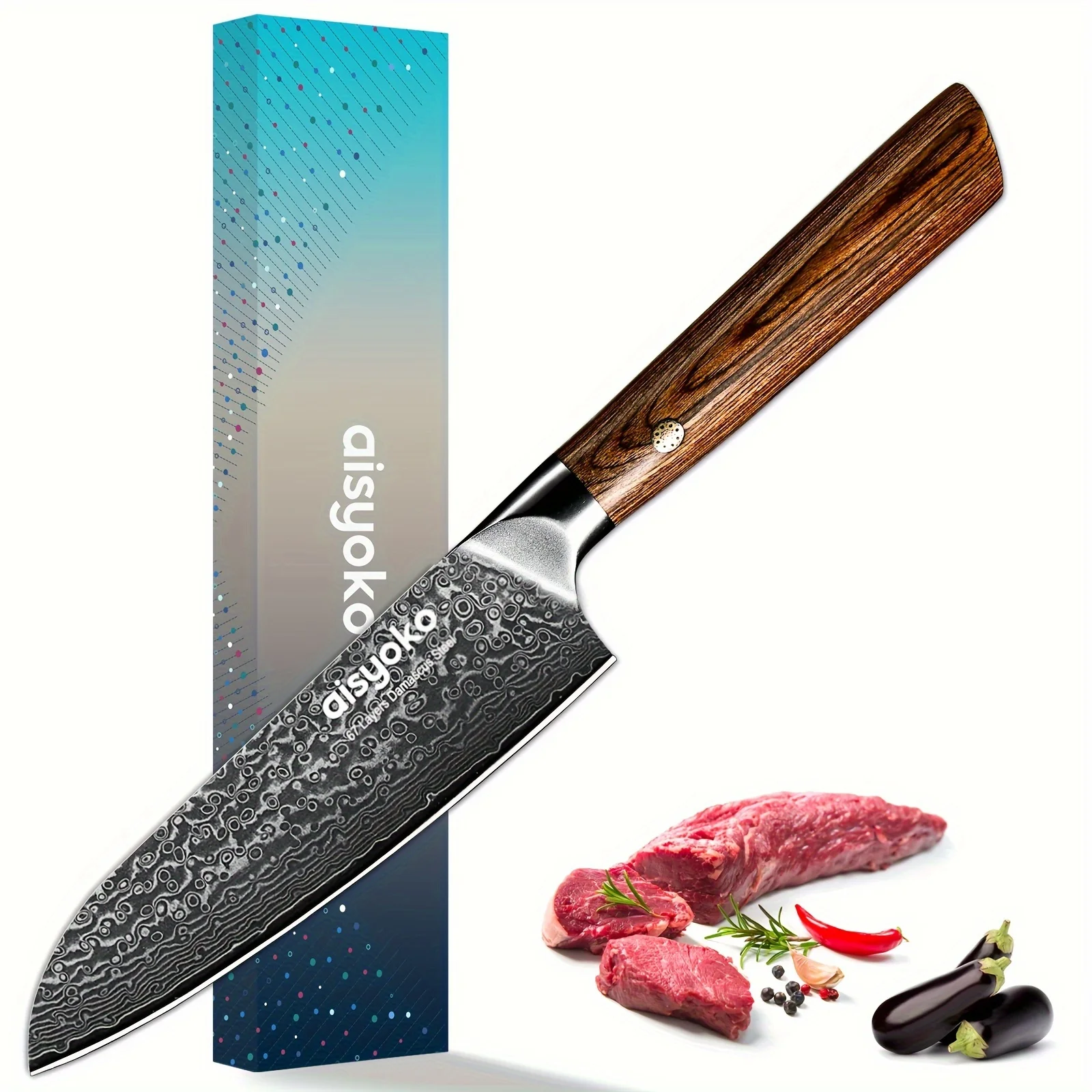 

1 шт., Aisyoko Santoku 5 дюймов-Япония VG-10 супер сталь 67 слоев Дамасская сталь-острый кухонный-роскошная Подарочная коробка с цветным покрытием