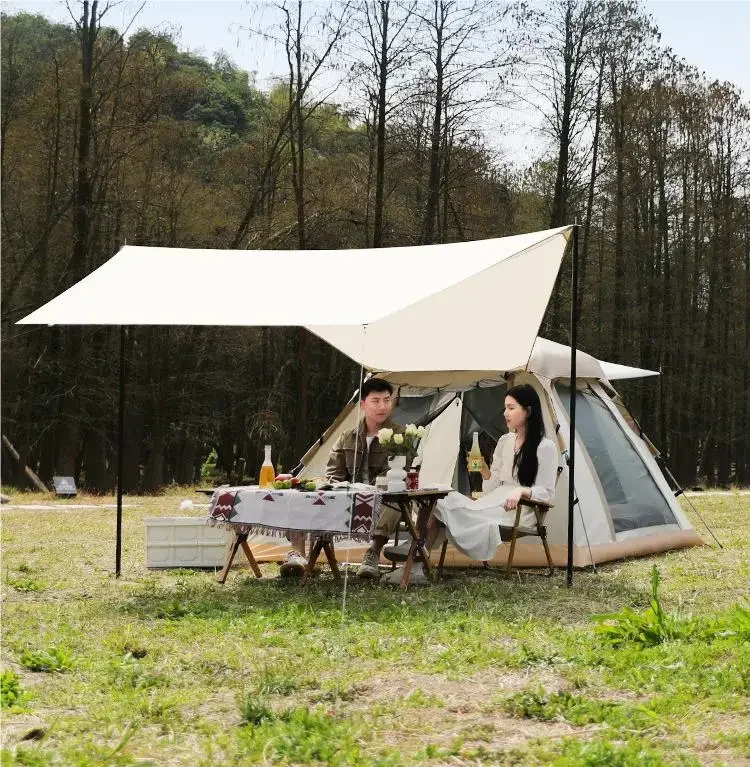 Qian Lu, outdoor camping canopy tent, two-in-one quick-opening tent, moisture-proof mat, picnic mat, hammock