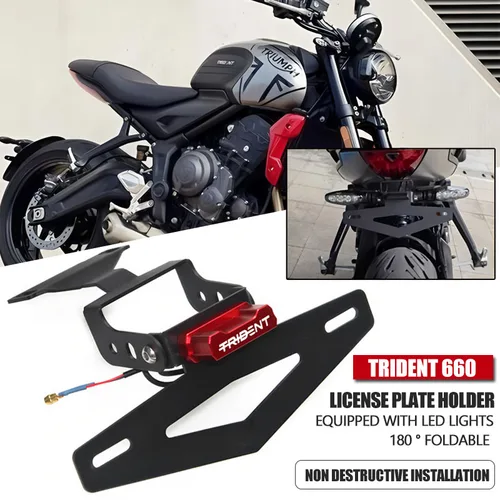 Para Triumph Trident660 Trident 660 soporte de placa de matrícula de montaje trasero de motocicleta soporte trasero Trident plegable ajustable 660