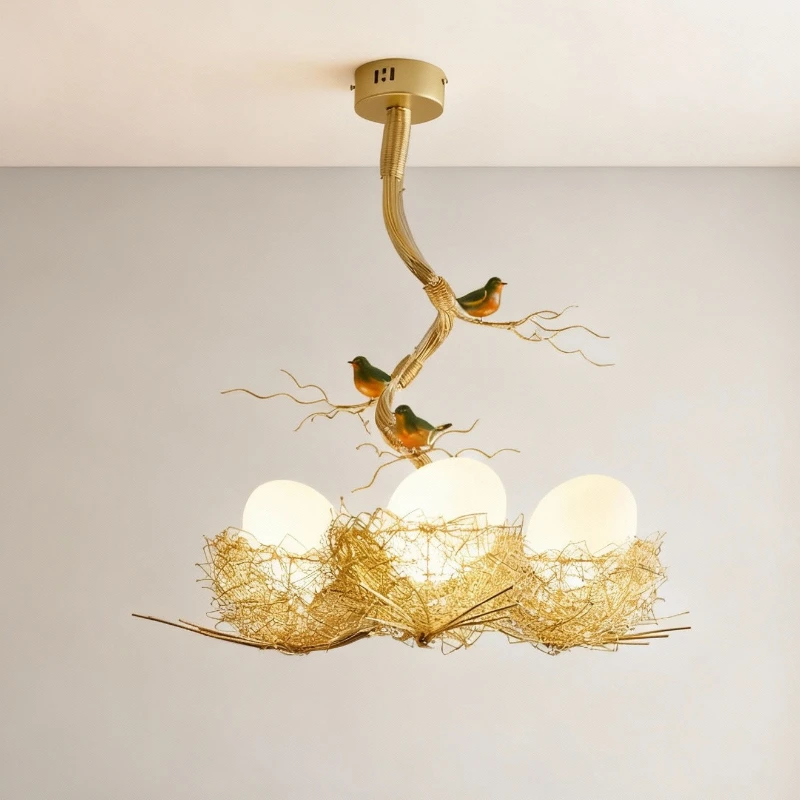 Nordic Country Creative Bird's Nest LED Pendant Light Personality Design Decorative Restaurant Corridor Kitchen Art Hanging Lamp