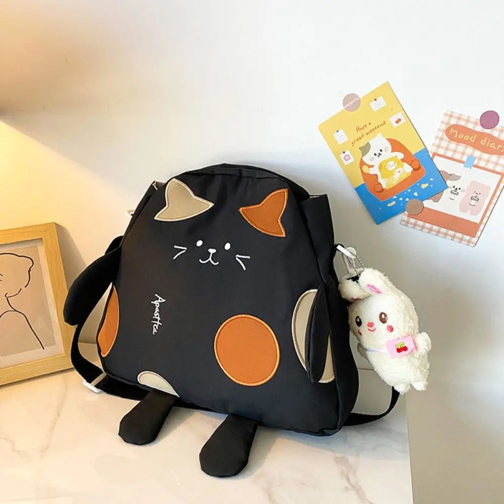 Cute Cat Shape Crossbody Bag Kawaii Ladies Nylon Messenger Bag Large Capacity School Shoulder Bag for Teenage Girls Handbags