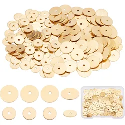 1 Box 200Pcs Gold Heishi Beads Golden Flat Disc Beads 6mm 8mm Real 18K Gold Plated Brass Round Spacer Beads for Jewelry Making