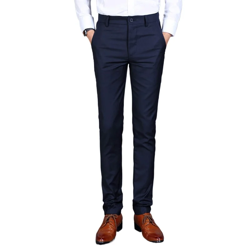 

New Casual Suit Pants for Men with Small Legs, Korean Version Slim Fit and Non Ironing Solid Color Formal Pants, Suit Pants