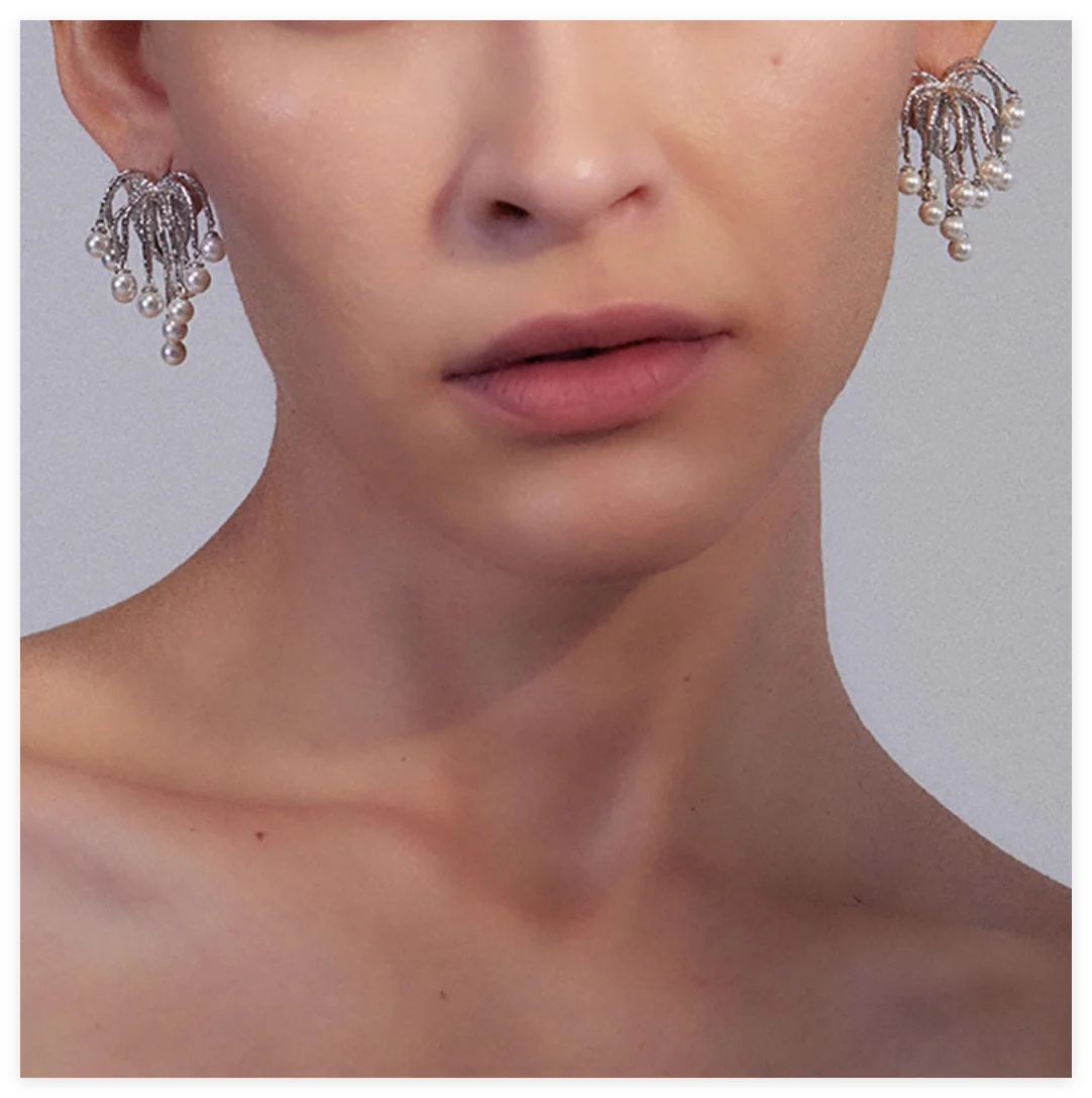 Luxury Earrings For Women Design 925 Sterling Sliver Pearl Zirconia Bridal Earring For Wedding Women Stud Earrings Jewelry Gift