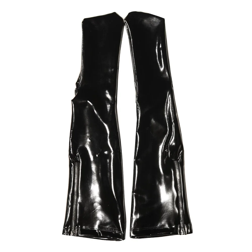 Men Women Sexy PU Leather Zip Stockings Thigh Socks Stretchy Nightclub Glossy Stylish