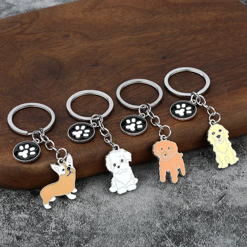 Porte-clés mignon pour chien de compagnie pour femmes et hommes, pendentif de sac, porte-clés de voiture, cadeau d'amant de chien de Noël, transparent, coloré, 1 pièce