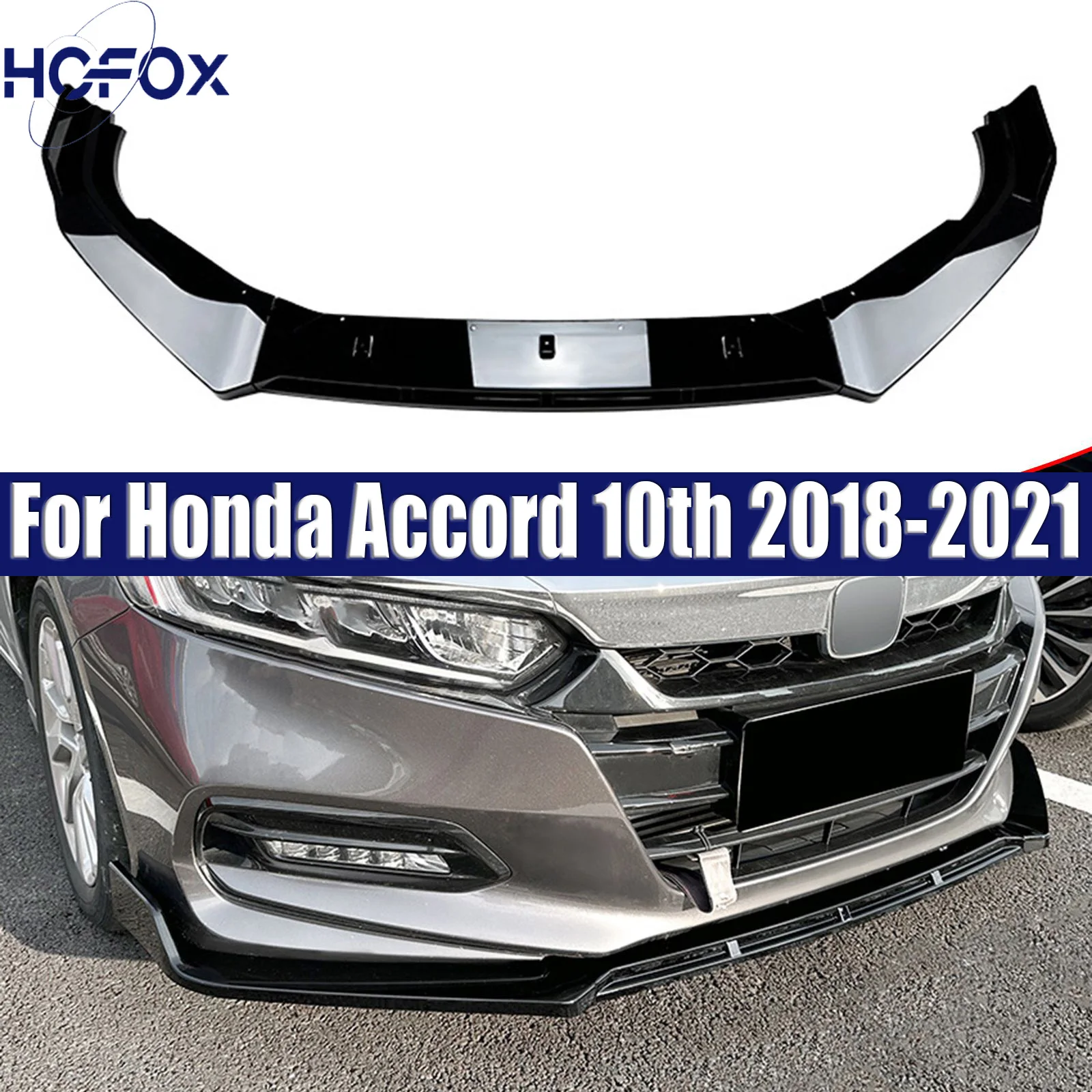 

Front Bumper Spoiler Lower Lip Blade Splitter Protector For Honda Accord 10th 2018-2021