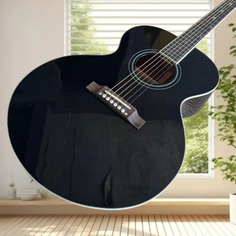 40 Inch Black 180 Acoustic Guitar Spruce Solid Top Retro Rich Tone Advanced Performance Specific Cross Carving Free Shipping