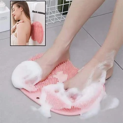 Silicone Rub Back Brush Bathroom Non-slip Wash Foot Pad Massage Shower Mat with Sucker Bath Massage Foot Exfoliating Brush Pad