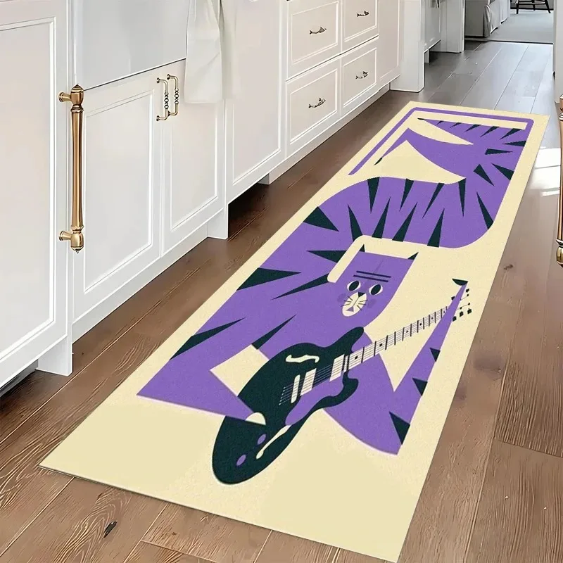 VIKAMA Abstract Tiger Kitchen Long Carpet, Dirt-Resistant And Easy-To-Clean Corridor Floor Mat, Bedroom Decorative Carpet