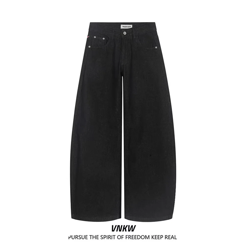 Cross Stitched Rivet Denim Pants High Waist Wide Leg Commuter Long Trousers for Men And Women Floor Length American Style
