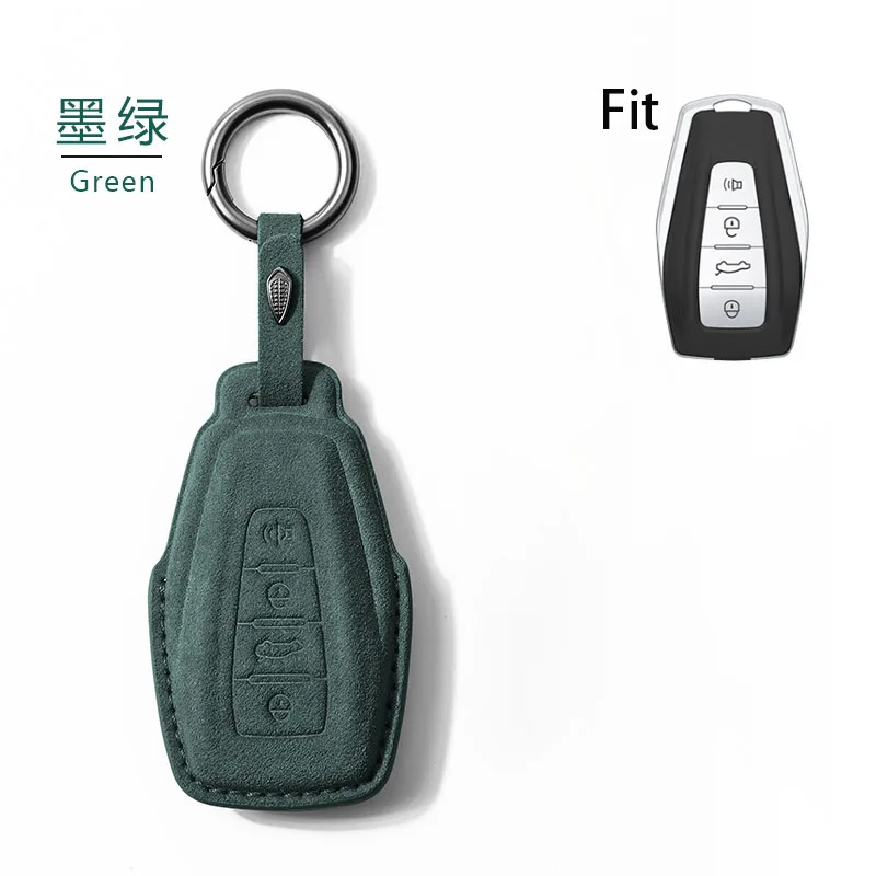 Suede Leather for Geely Coolray X6 Emgrand Global Hawk GX7 Remote 4 Button Smart Car Key Case Cover Fob Bag Keychain Accessories