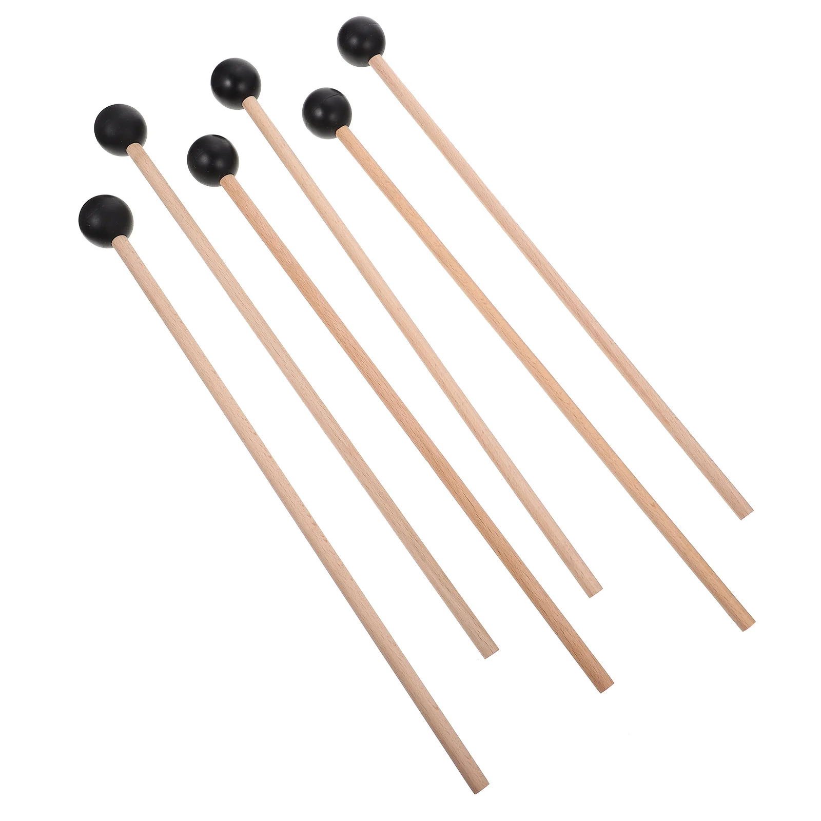 

6 Solid Wood Rubber Drumsticks Tongue Percussion Mallet Musical Marimba Hammer Black Mallets