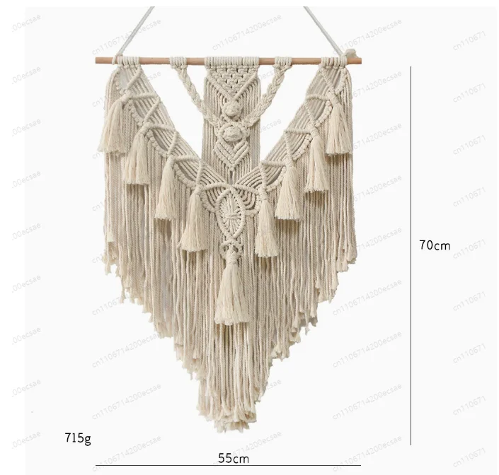 AT16 Hand-Woven Color Macrame Wall Hanging Ornament Boho Craft Decoration Gorgeous Tapestry for Livingroom Decor Khaki