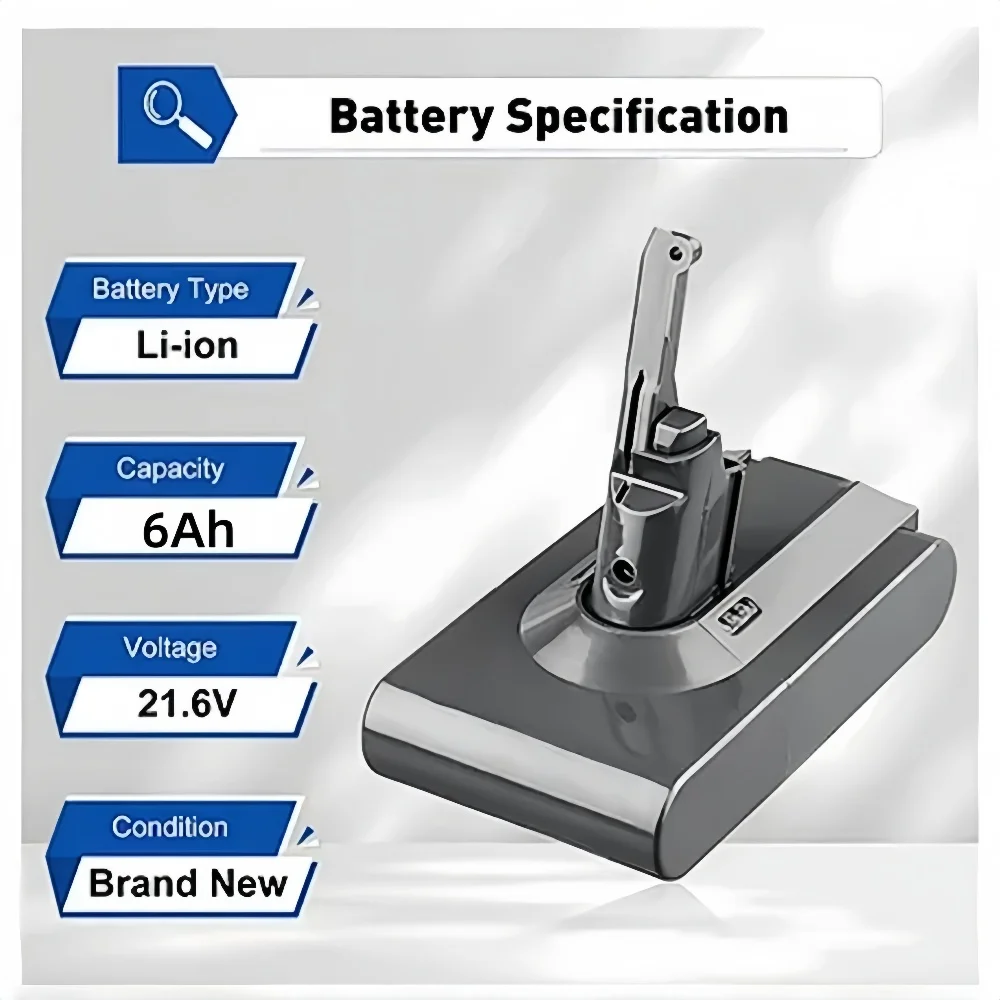 

6.0Ah/8.0Ah Replacement Battery - For Dyson V6/V7/V8/V10 Series (SV12/DC62/SV11/SV10) Handheld Vacuum Cleaner