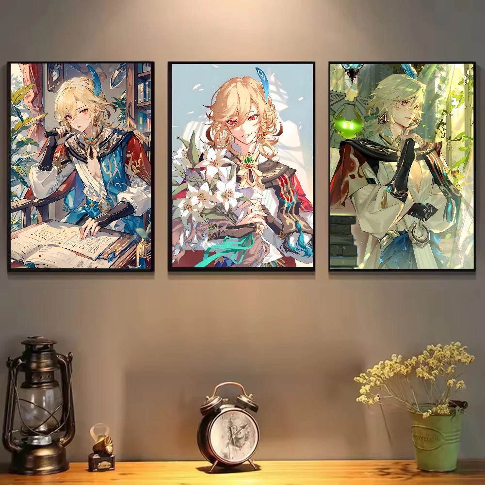 1 قطعة لعبة Genshin تأثير Kaveh الهيثم المشارك ذاتية اللصق الفن ورق مقاوم للماء ملصق مقهى بار غرفة جدار ديكور