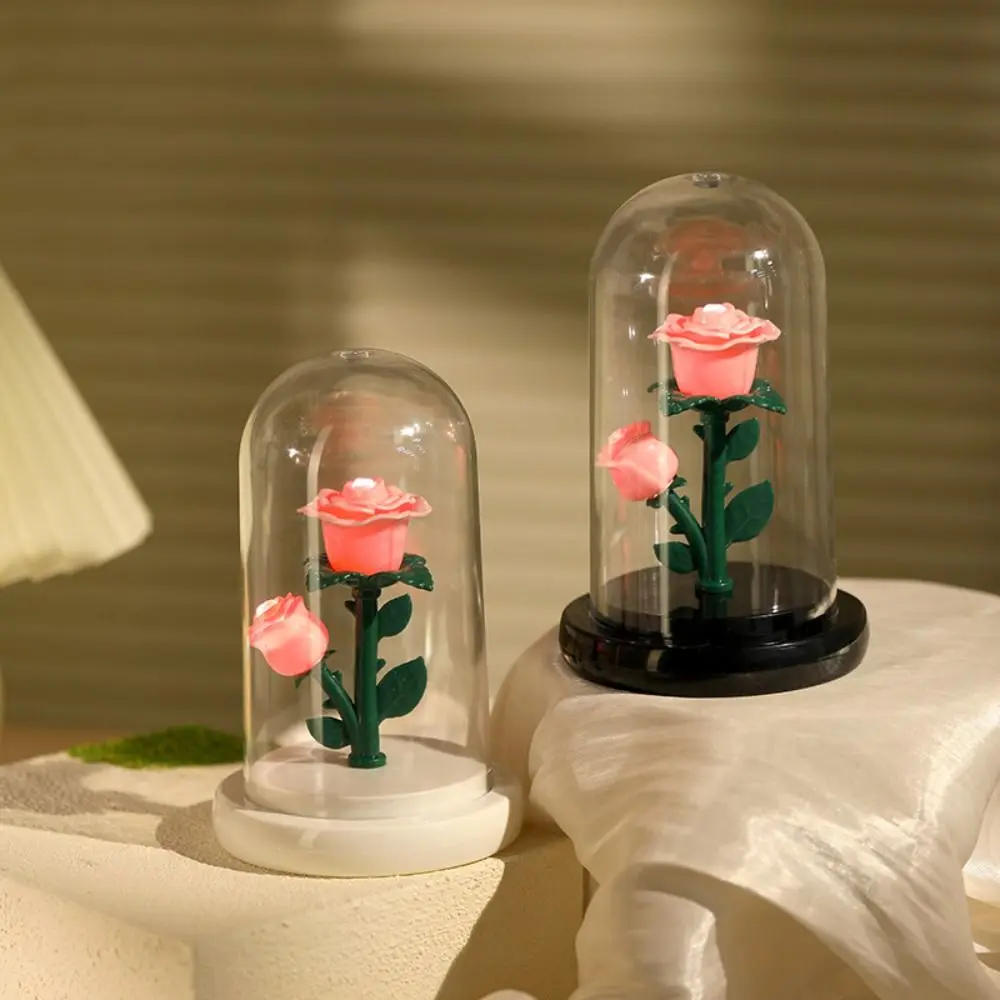 

Романтическая лампа с вечной розой, светящаяся с абажуром, светодиодный цветочный светильник, простой креативный ночник с цветком розы, день матери