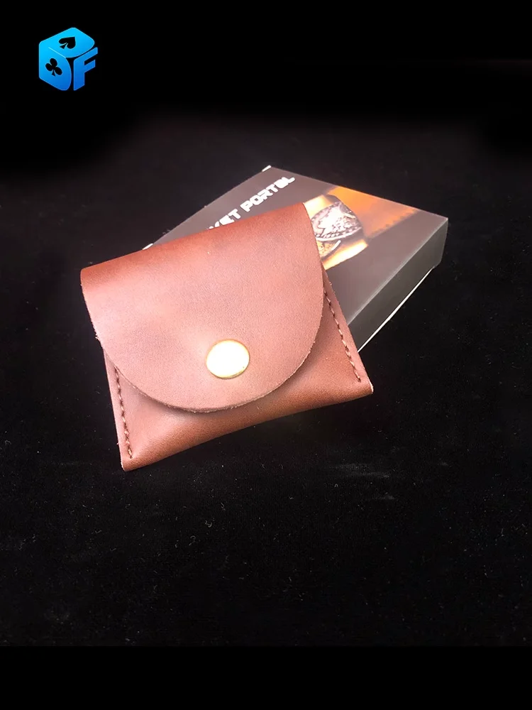 Pocket Portal (Morgan Dollar Size) Magic Tricks Leather Coin Bag Magician Tools Close Up Gimmicks Illusion Magia Accessory Props