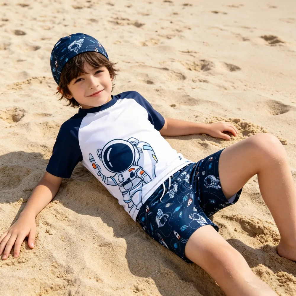 Trajes de Baño para Niños, Conjunto de Traje de Baño para Niños, Ropa de Playa con Dibujos Animados, Trajes de Baño para Surf, para Edades de 4 a 13 Años