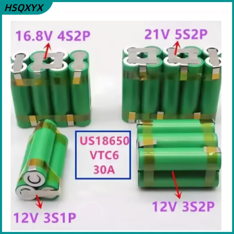 18650 VTC6 3000-6000 MAh 2S1P 3S1P 4S1P 5S1P 6S1P Large Capacity Customizable for Screwdriver Battery Pack 12V 14.4V 18V 21V