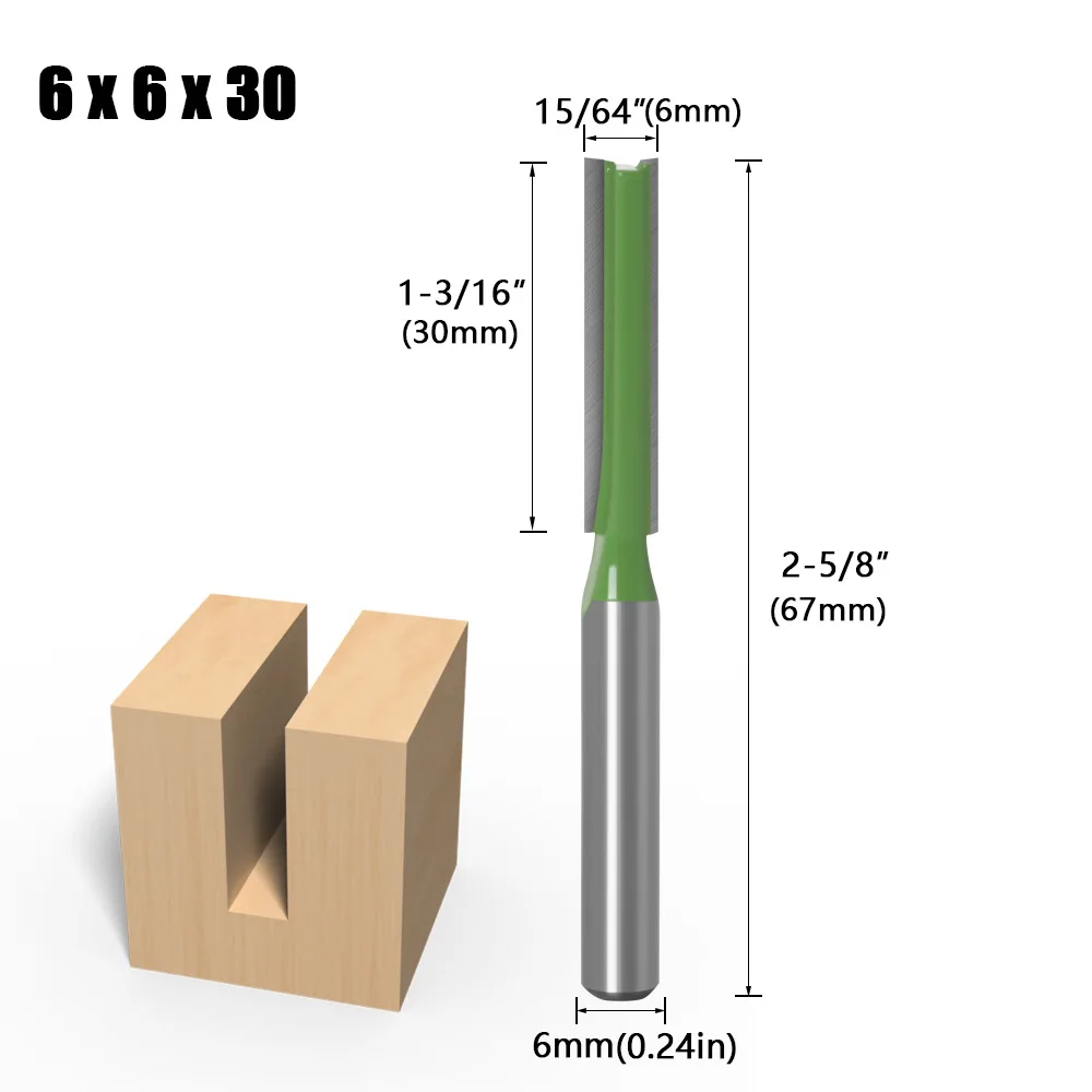 1 pz 1/4 "6.35MM 6MM codolo fresa intaglio del legno codolo singolo doppio flauto punta dritta fresa carburo di tungsteno