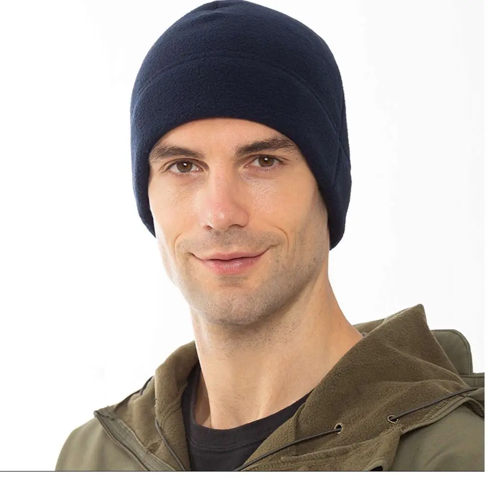 Winter Warm Solid Color Cuffed Beanies Bonnet Men Women Skullcap   Cap Fleece Hats Hiking Caps Ski Baggy Hat