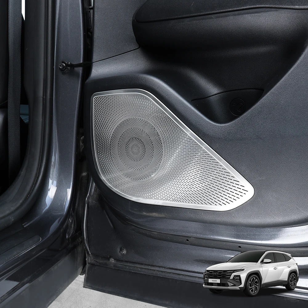 

Для Hyundai Tucson NX4 2022-2026: Декоративные накладки на динамики дверей из нержавеющей стали (серебристые), LHD/RHD