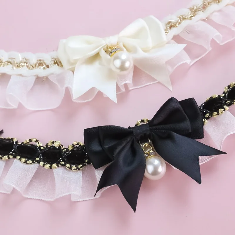 Pet Dog Cat Collar Cute Lace Bow Cat Collar Adjustable Cat Necklace Jewelry Sweet Neck Decorative Pet Accessories Pet Supplies
