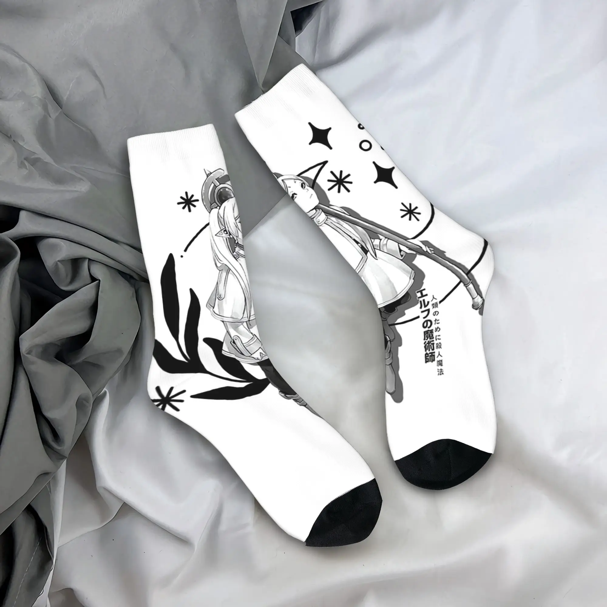 

Носки на все сезоны в стиле аниме Frieren Beyond Journey's End, длинные носки в стиле Харадзюку, хип-хоп, аксессуары для мужчин и женщин, подарки