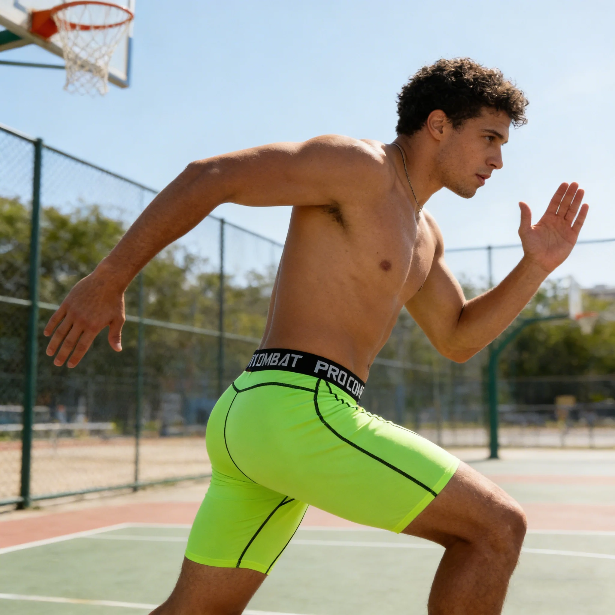 2026 Men's Leggings Compression Pants Sports Leggings Basketball Quarter  Quick Drying Running Training Stretch Fitness Shorts