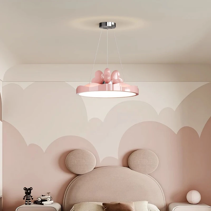 Princess Room Children's Room Chandeliers Cream Pink Love Heart-Shaped Lamps LED Modern Warm Baby Room Girl Bedroom Chandelier