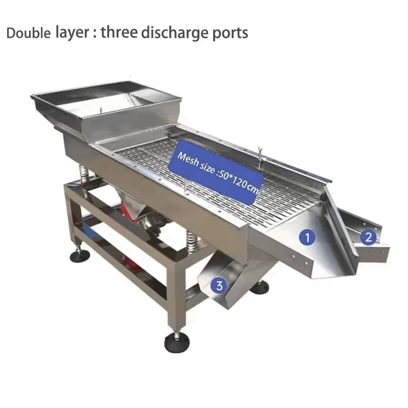 50 * 120cm 単層/二層/三層電動ふるい機、リニアスクリーン、振動スクリーン、ステンレス鋼