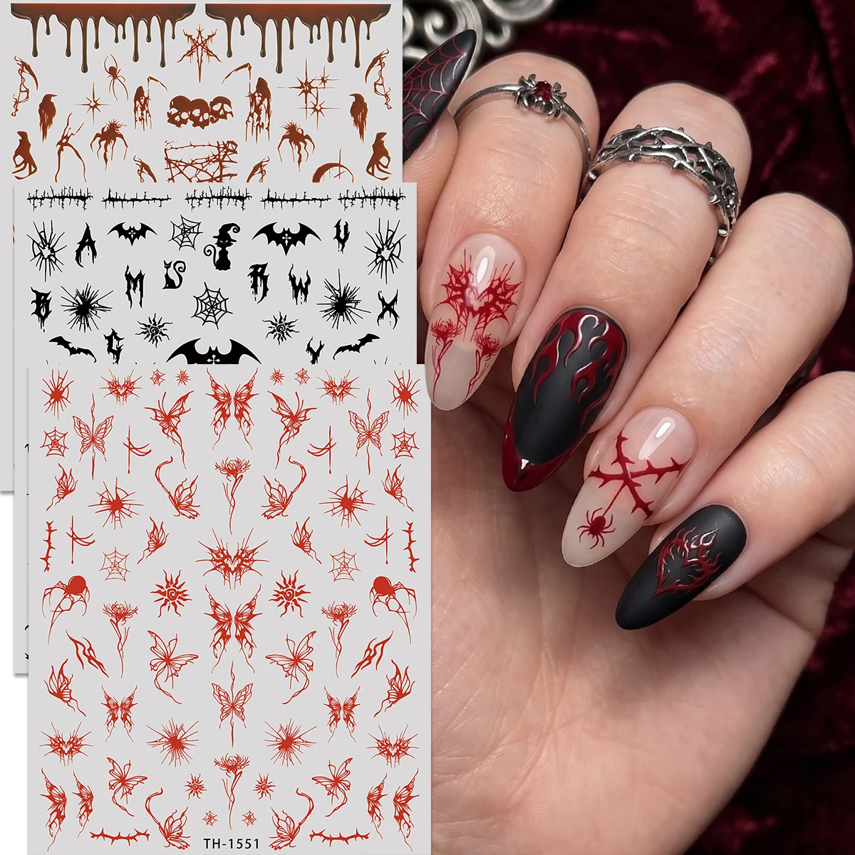 Nail Art Vampire - Pegatinas góticas para decoración de uñas,