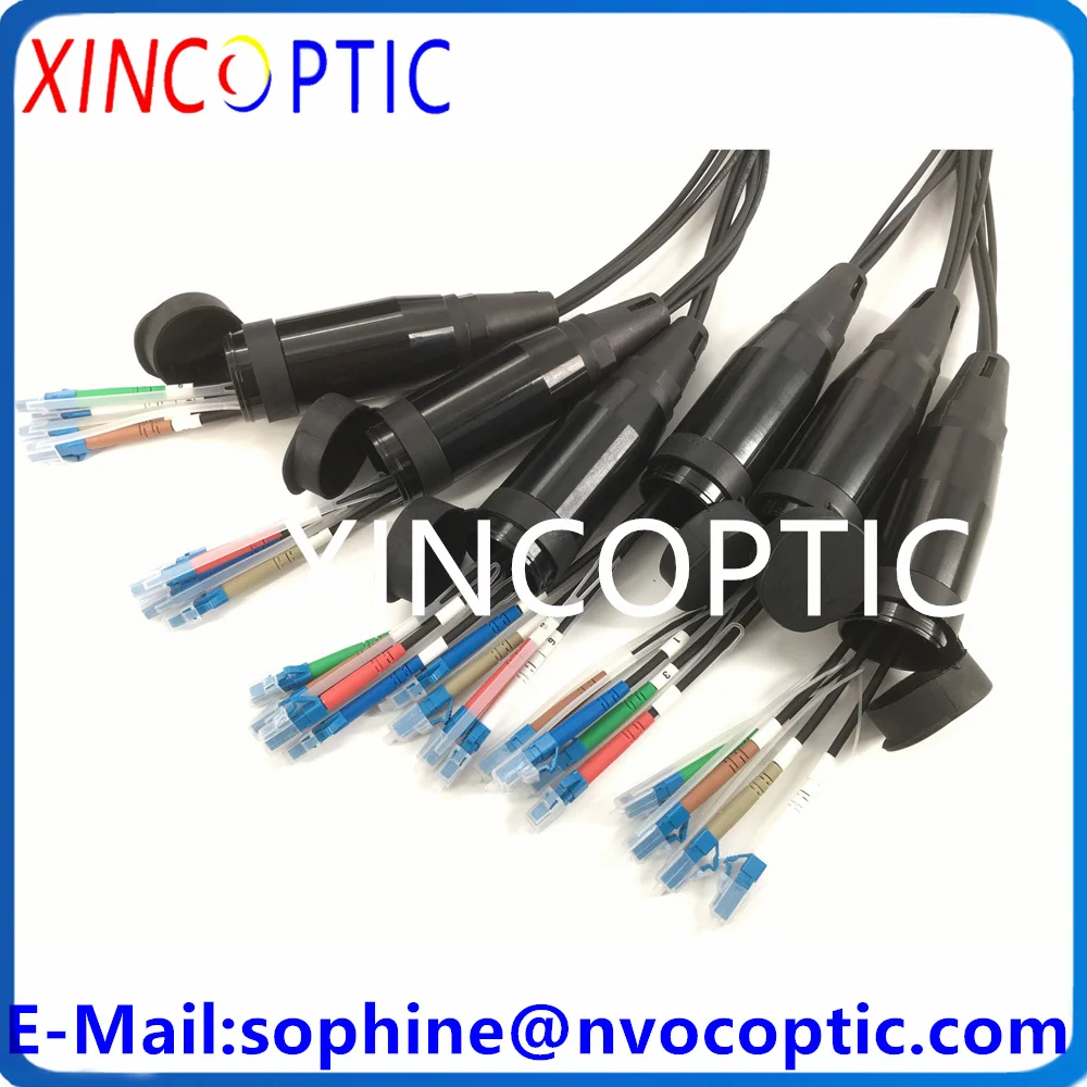 12F Singlemode 12C SMF 50Meter 6.0Mm 12Core SMF G657A Luar Ruangan DVI PDLC Tahan Air FTTA Kabel Patch Serat Lapis Baja Kabel Hitam TPU