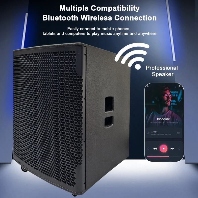 Praktisches Raddesign, 15-Zoll-Profi-Lautsprecher, DSP, Outdoor, Indoor, DJ, Bühne, aktive Array-Säulenlautsprecher, PA-System