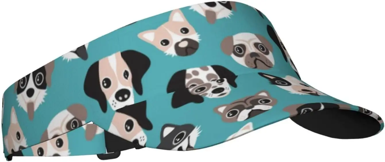 Sport Sun Visor Hat Dalmatian Pug Bull Dog Summer Sun Hat Cap for Running Golf image 2