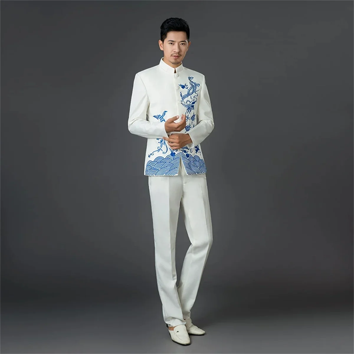 

Chinese traditional jacket groom Tang retro costume wedding men's red coat embroidery