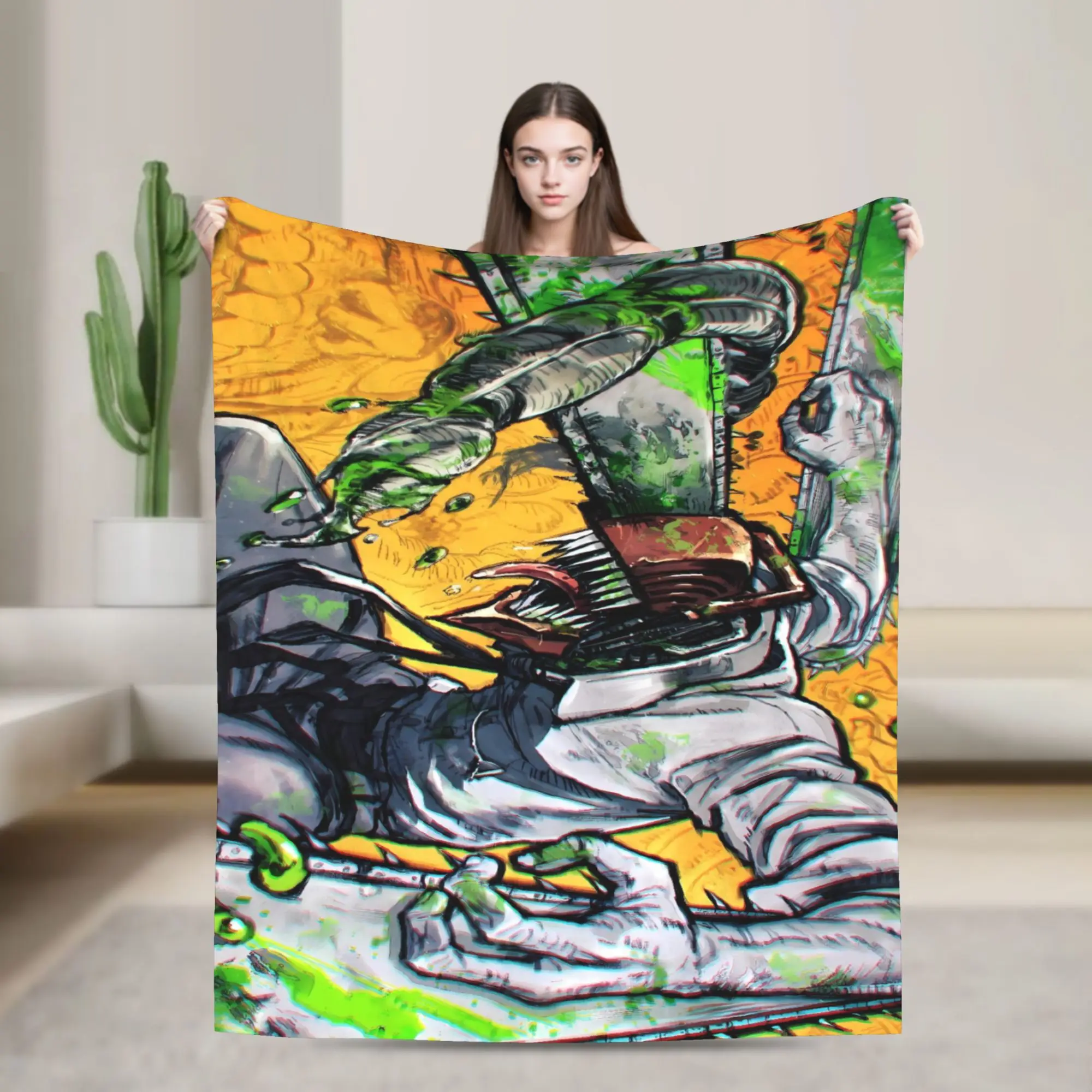 Denji fierce manga Super Soft Blanket Chainsaws Mans Airplane Travel Plush Throw Blanket Flannel Bedspread Sofa Bed Cover