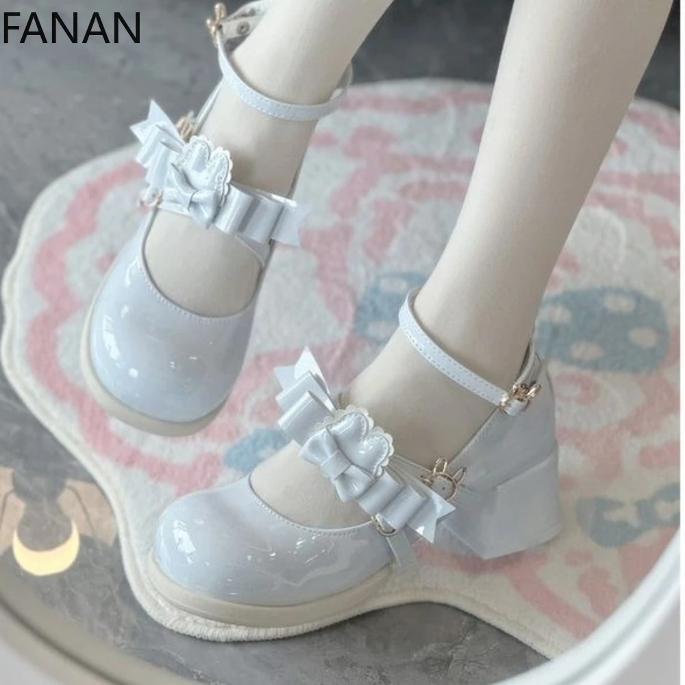 

Милые туфли Лолиты, кавайные легкие дышащие туфли-лодочки на высоком каблуке на платформе, летние элегантные кожаные женские туфли с легким носком