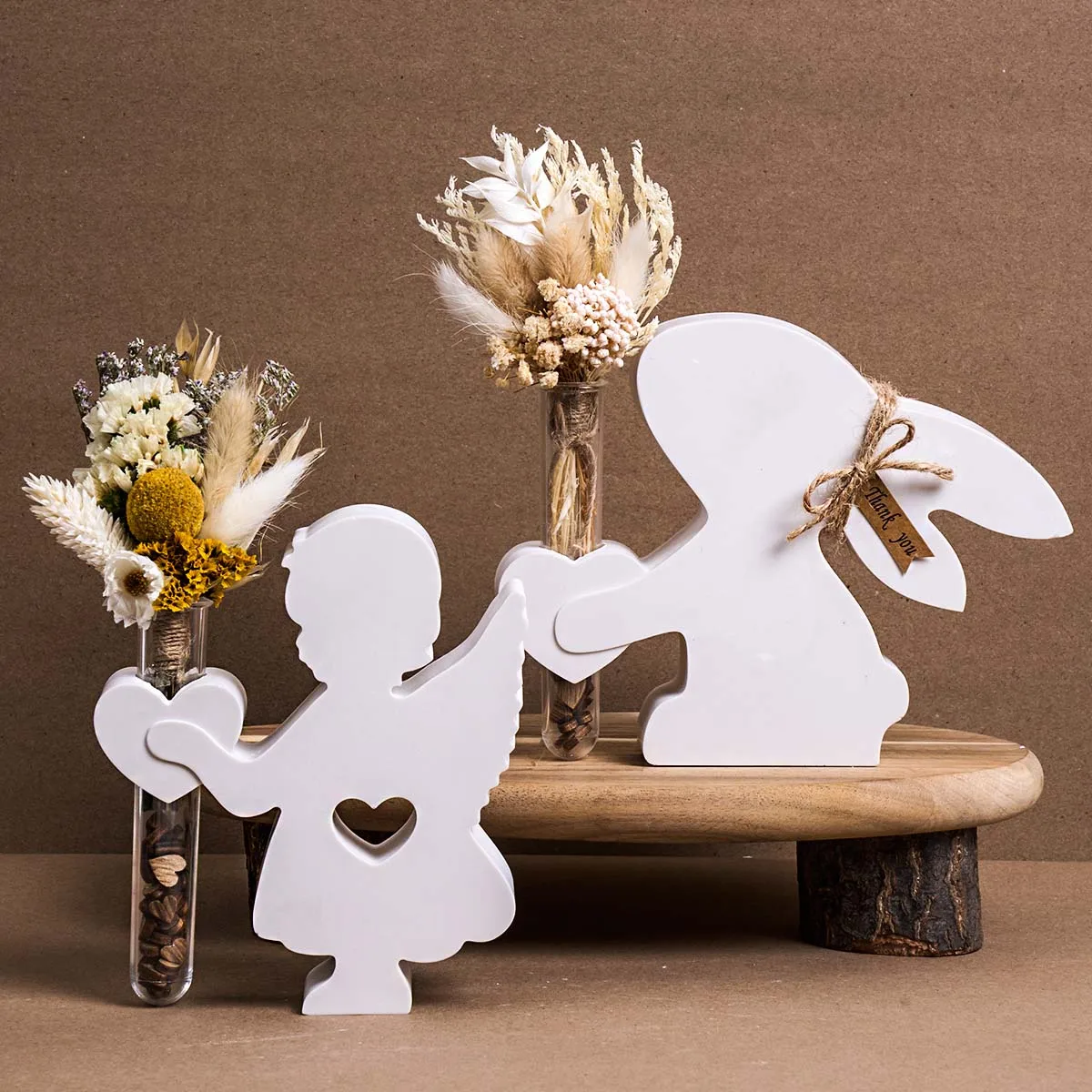 DIY Bunny Vase Silicone Mold Heart Angel Test Tube Hydroponic Container Plaster Craft for Home Garden Decor Handmade Gift Idea