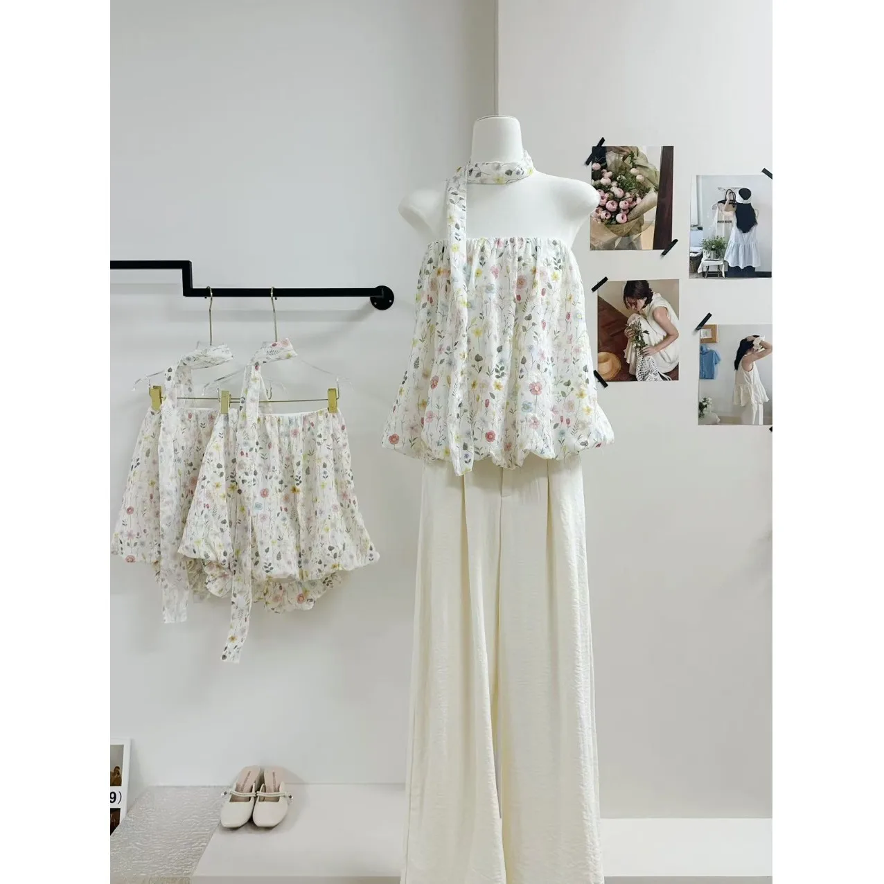 

Lin Xia Summer Floral Print off Shoulder Sleeveless Top Women Loose Fit Outerwear Sexy Strapless Slimming Versatile Bustier