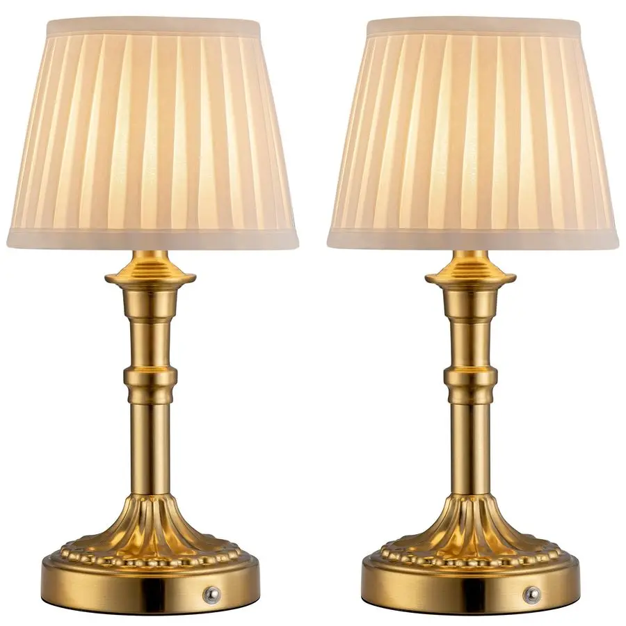 

Cordless Portables Table Lamp Set of 2, LED Fabric Shade Small Desk Lamps, 5000mAh Battery Powered Lighting, 2700K Stepless Dim