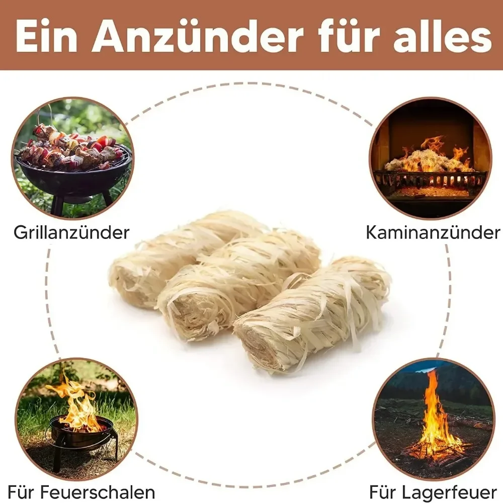 Natural Wax Wood Fire Starter Sticks 30/60/100Pcs for BBQ, Fireplace, Chimney Oven, Charcoal Lighter, Outdoor Camping
