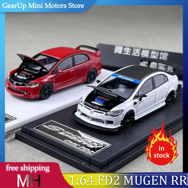 

MotorHelix 1:64 Honda Civic FD2 Mugen RR литая под давлением модель автомобиля из сплава JDM Коллекционные игрушки для энтузиастов миниатюрная копия