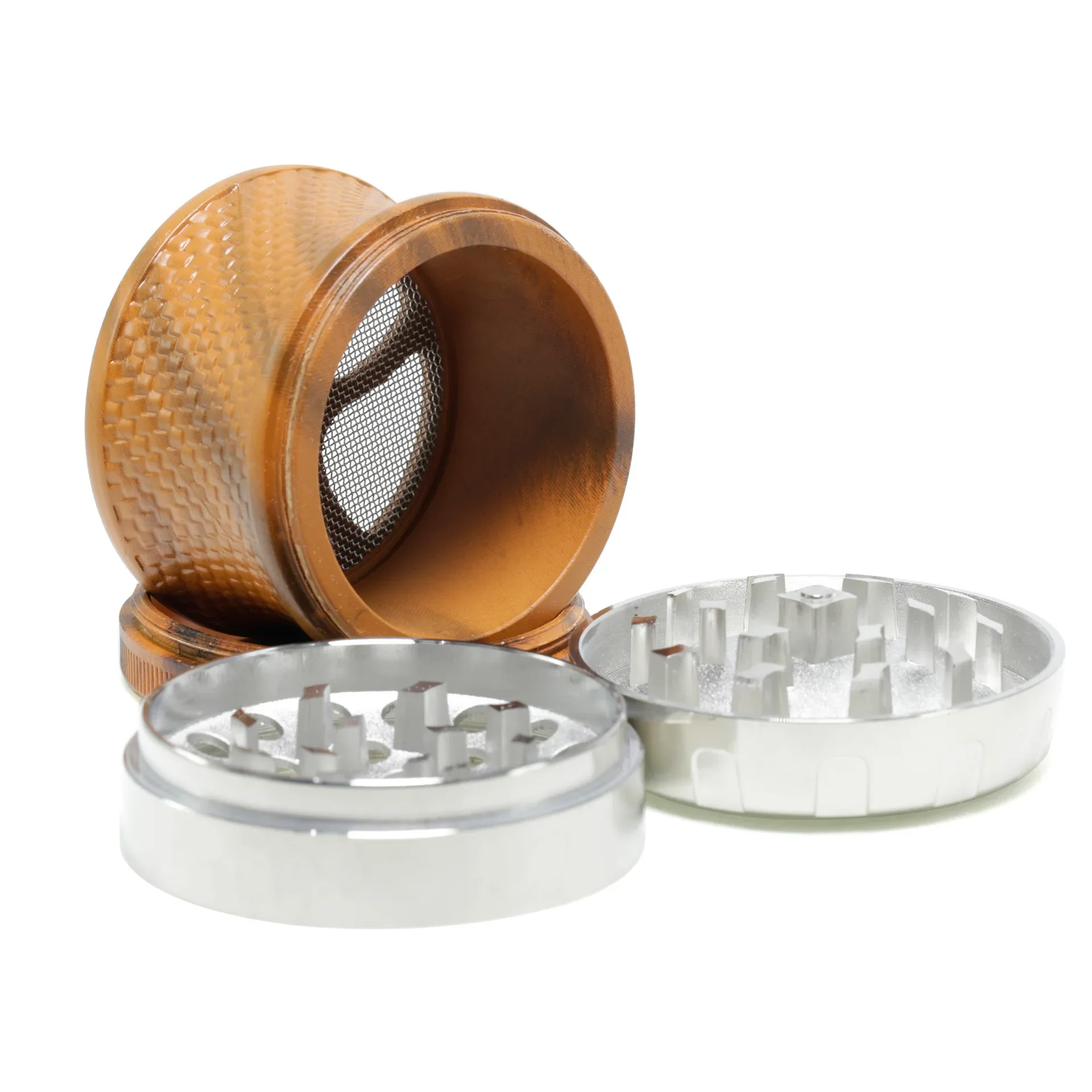 New Crusher Herb Grinder 4 Layer Mesh Drum Style Zinc Alloy 63mm Diameter Mills Tobacco Crucher Hierba