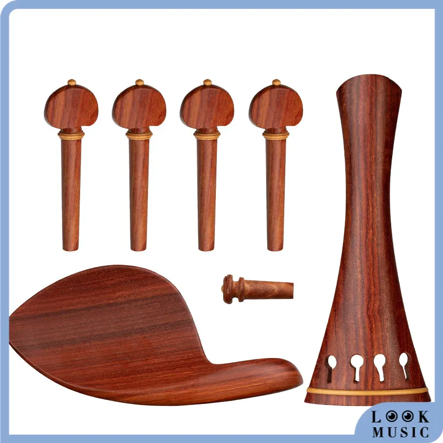 

LOOK 6PCS Padauk 4 Strings Violin Tailpiece Tuning Pegs Chinrest Violin Endpin Parts Violino Tailpiece Accessories