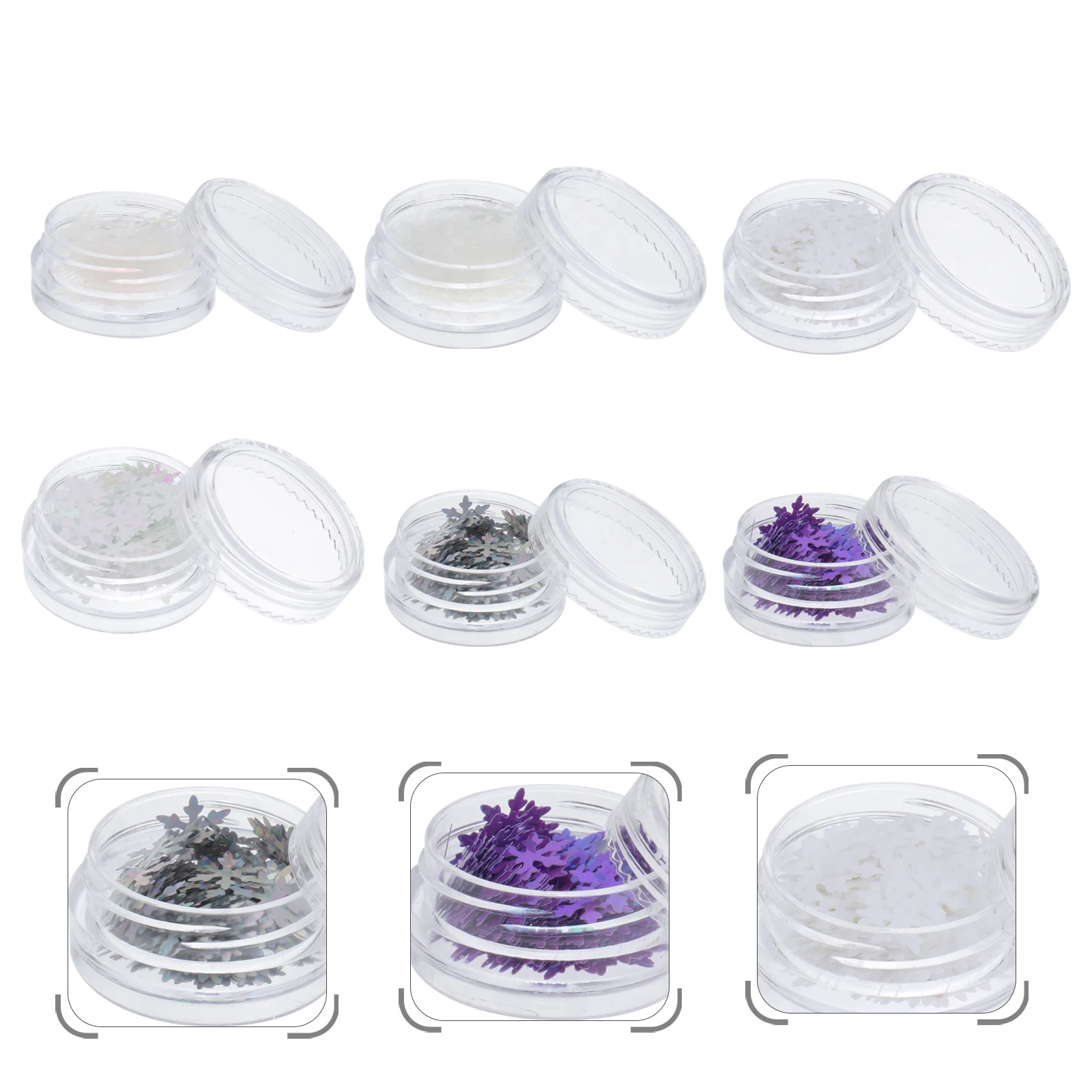 

6Pcs Holographic Nail Art Sequins Snowflake Design Christmas Manicure Paillette Shiny Decorative Premium for Unique Nail